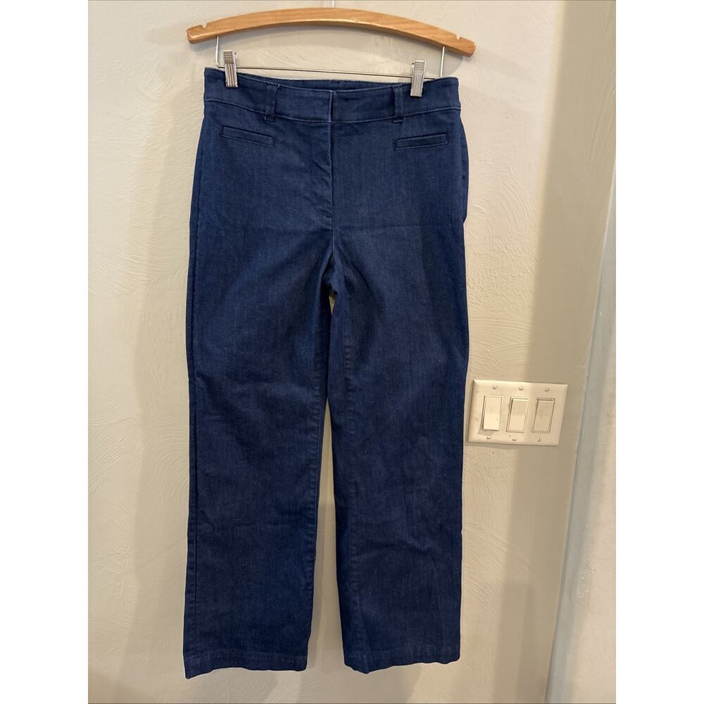 LOFT Women’s The Wide Leg Dark Wash Denim Jeans Size 4 Ann Taylor Boho Stretch 